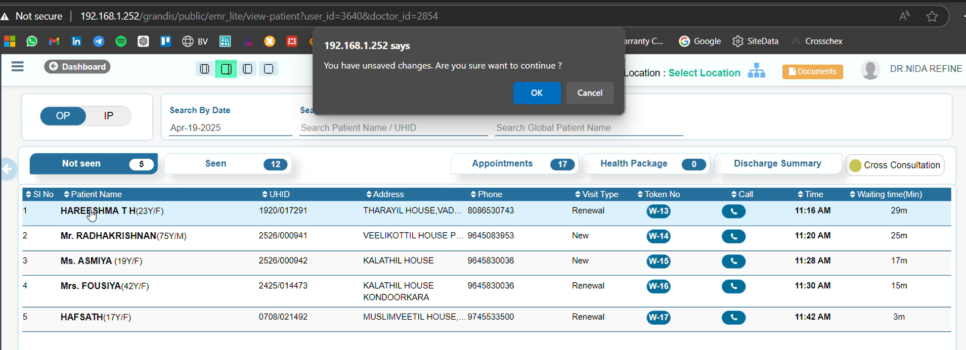 Unsaved changes message prompt Unsaved changes message prompt